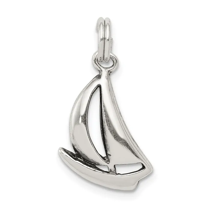 TreasureFineJewelers Rings Sterling Silver Sailboat Charm