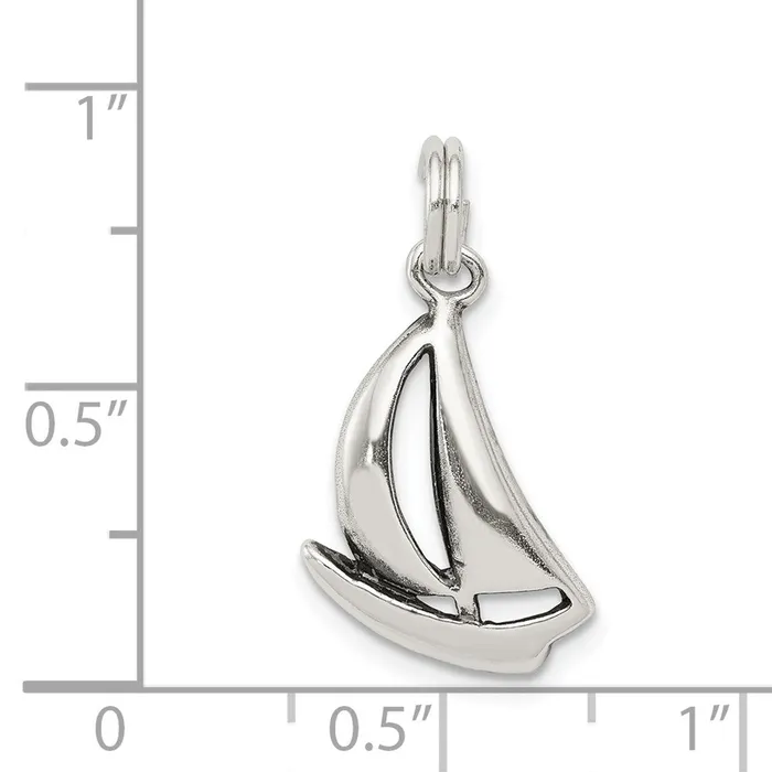 TreasureFineJewelers Rings Sterling Silver Sailboat Charm