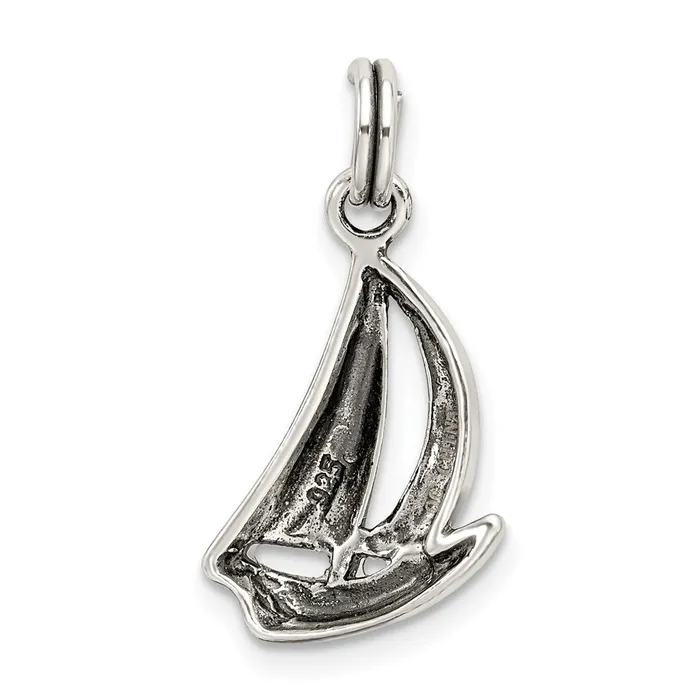 TreasureFineJewelers Rings Sterling Silver Sailboat Charm