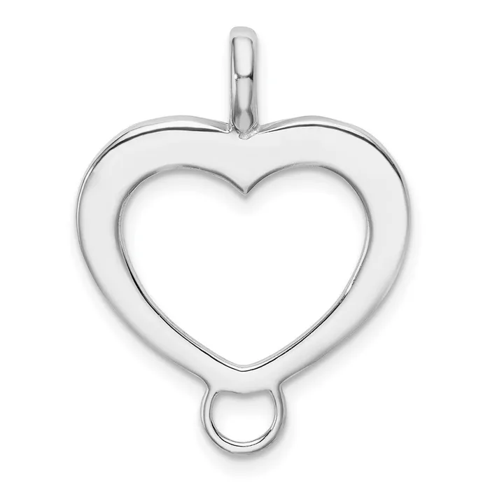 TreasureFineJewelers Sterling Silver Amore La Vita Rhpl Polished Heart Charm Carrier Pendant Necklaces TreasureFineJewelers Sterling Silver Amore La Vita Rhpl Polished Heart Charm Carrier Pendant Necklaces