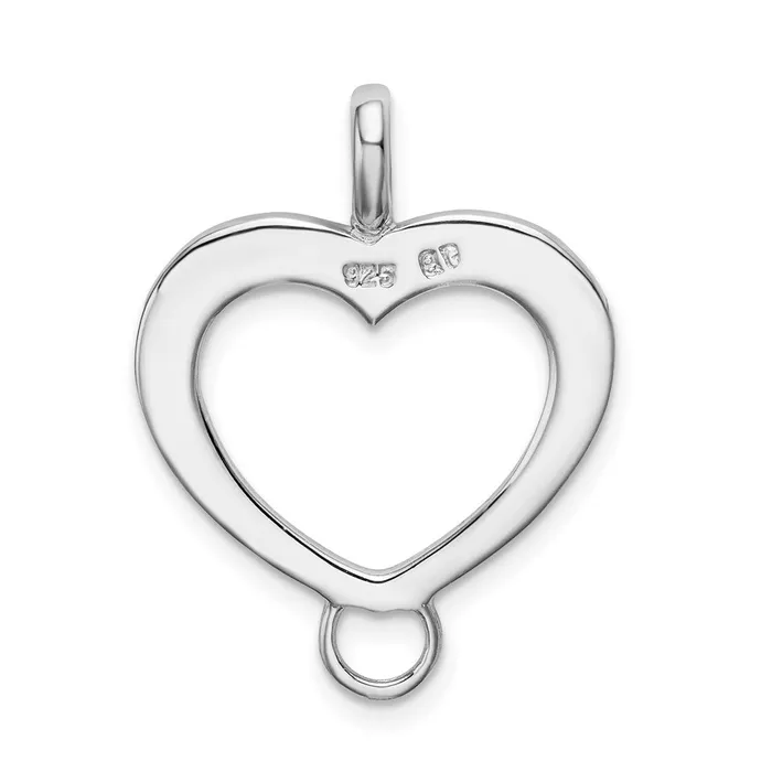 TreasureFineJewelers Sterling Silver Amore La Vita Rhpl Polished Heart Charm Carrier Pendant Necklaces