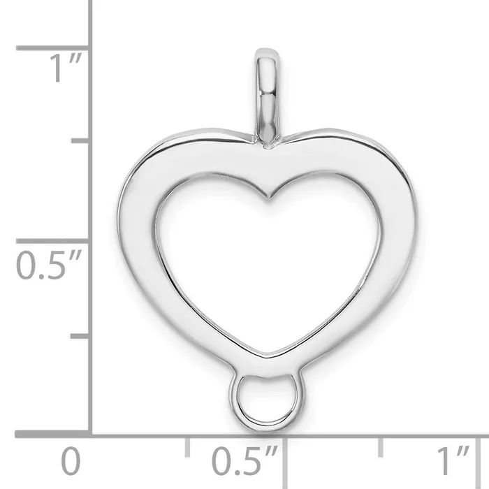 TreasureFineJewelers Sterling Silver Amore La Vita Rhpl Polished Heart Charm Carrier Pendant Necklaces