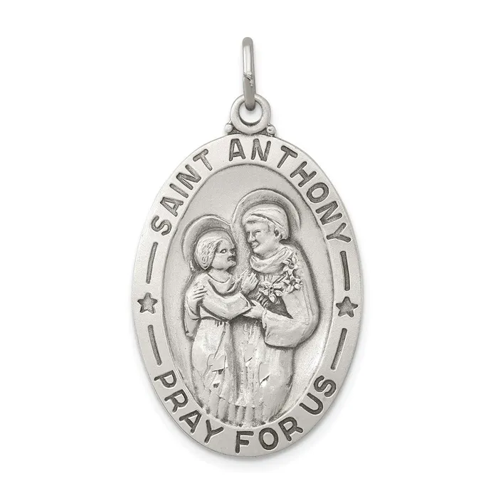 TreasureFineJewelers Sterling Silver Antiqued Saint Anthony Medal Rings