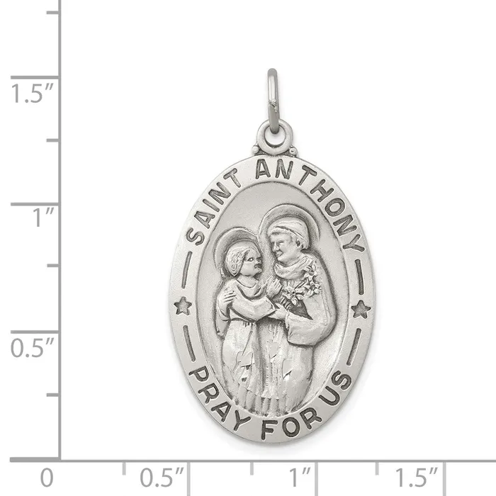 TreasureFineJewelers Sterling Silver Antiqued Saint Anthony Medal Rings