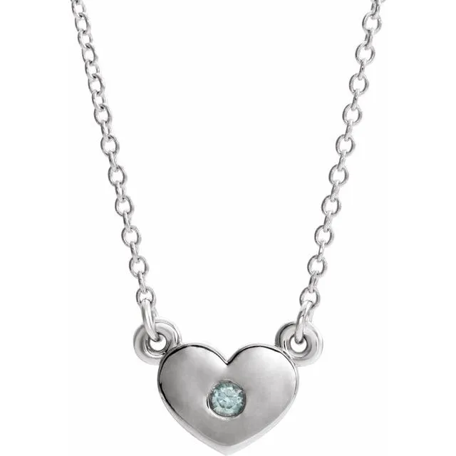 TreasureFineJewelers Sterling Silver Blue Zircon Heart 16 Necklace Necklaces TreasureFineJewelers Sterling Silver Blue Zircon Heart 16 Necklace Necklaces