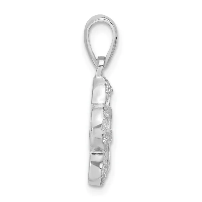 TreasureFineJewelers Sterling Silver CZ Flower Pendant Necklaces