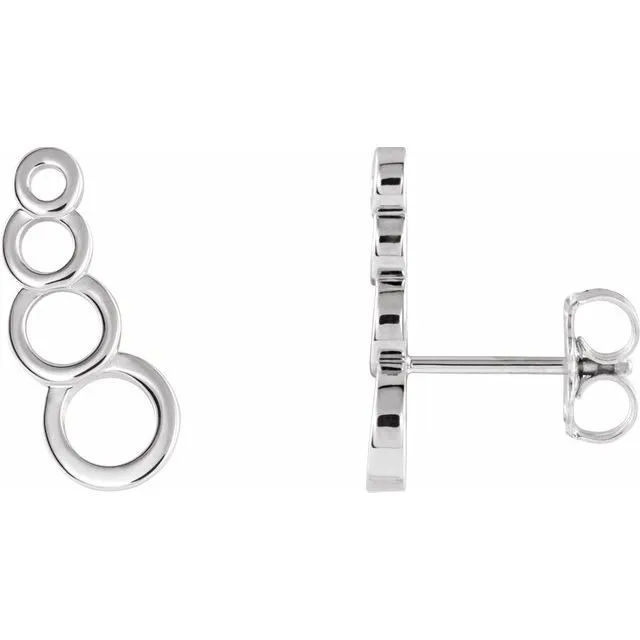 TreasureFineJewelers Sterling Silver Geometric Ear Climbers Earrings