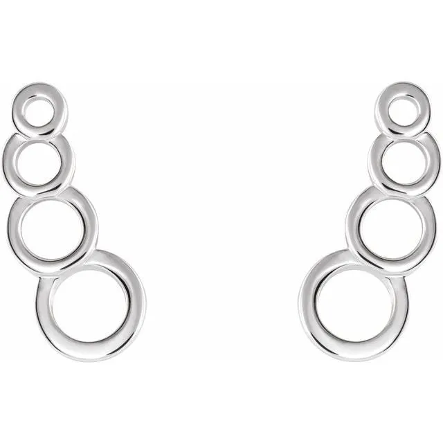 TreasureFineJewelers Sterling Silver Geometric Ear Climbers Earrings