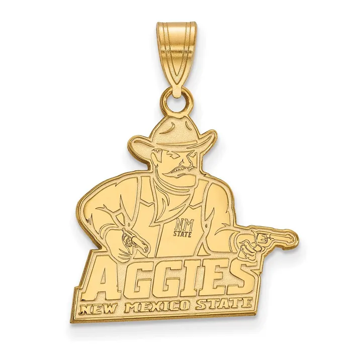 TreasureFineJewelers Sterling Silver Goldplated New Mexico State University Aggies Large Pendant Necklaces TreasureFineJewelers Sterling Silver Goldplated New Mexico State University Aggies Large Pendant Necklaces
