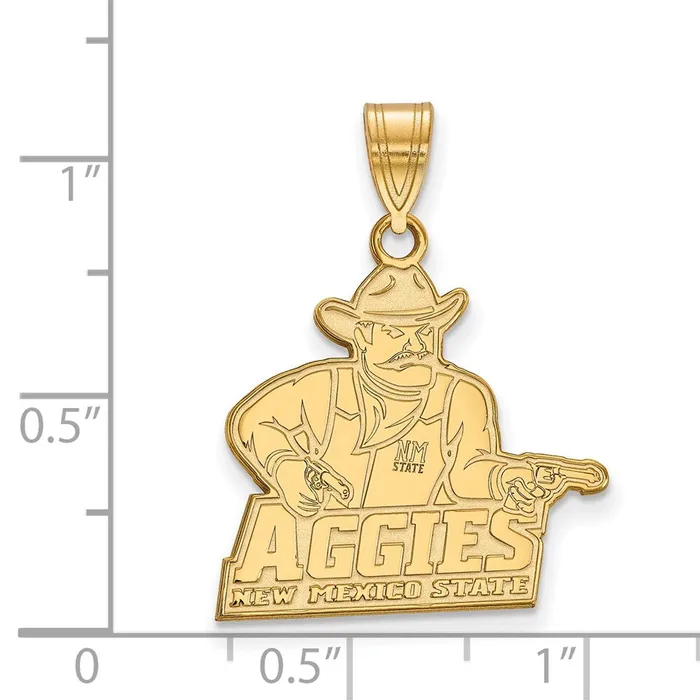 TreasureFineJewelers Sterling Silver Goldplated New Mexico State University Aggies Large Pendant Necklaces