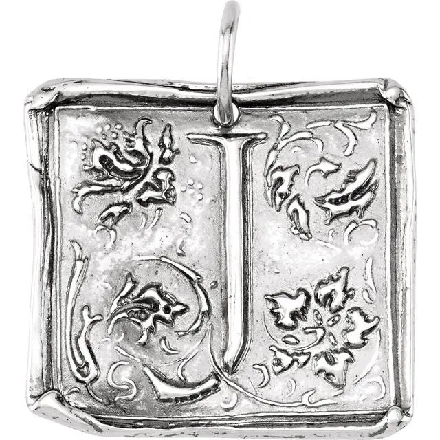 TreasureFineJewelers Sterling Silver Initial J VintageInspired Pendant Necklaces TreasureFineJewelers Sterling Silver Initial J VintageInspired Pendant Necklaces