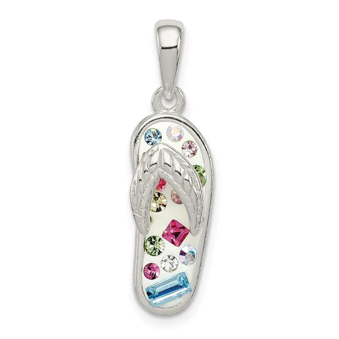 TreasureFineJewelers Sterling Silver MultiColor Stellux Crystal Flipflop Pendant Necklaces TreasureFineJewelers Sterling Silver MultiColor Stellux Crystal Flipflop Pendant Necklaces