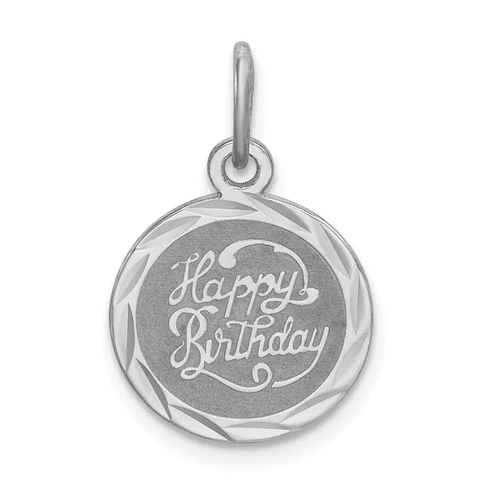 TreasureFineJewelers Sterling Silver Rhodiumplated Happy Birthday Disc Charm Rings TreasureFineJewelers Sterling Silver Rhodiumplated Happy Birthday Disc Charm Rings