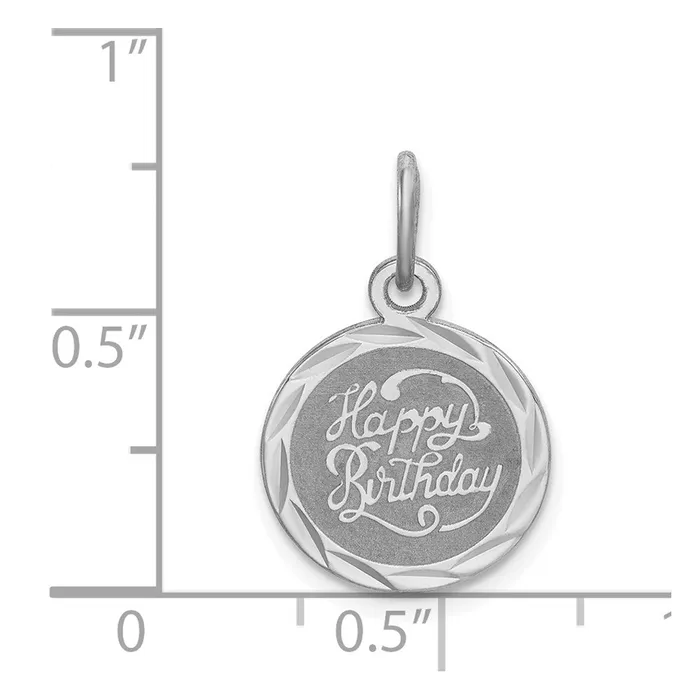 TreasureFineJewelers Sterling Silver Rhodiumplated Happy Birthday Disc Charm Rings
