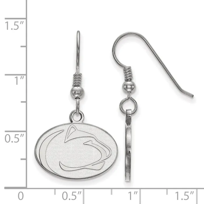 TreasureFineJewelers Sterling Silver Rhodiumplated Penn State University Lion Small Dangle Wire Earrings Earrings