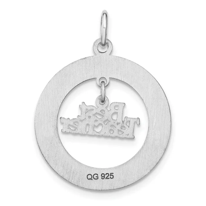 TreasureFineJewelers Sterling Silver Rhodiumplated Personalizable Best Teacher Charm Rings