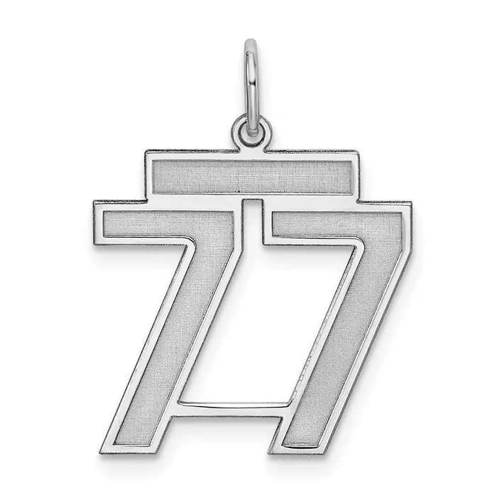 TreasureFineJewelers Sterling SilverRhodiumplated Satin Number 77 Charm Rings TreasureFineJewelers Sterling SilverRhodiumplated Satin Number 77 Charm Rings
