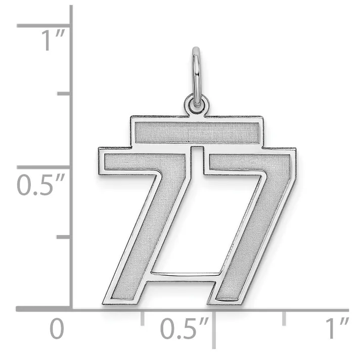TreasureFineJewelers Sterling SilverRhodiumplated Satin Number 77 Charm Rings