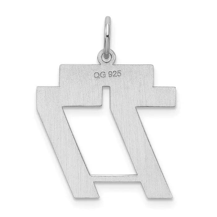 TreasureFineJewelers Sterling SilverRhodiumplated Satin Number 77 Charm Rings