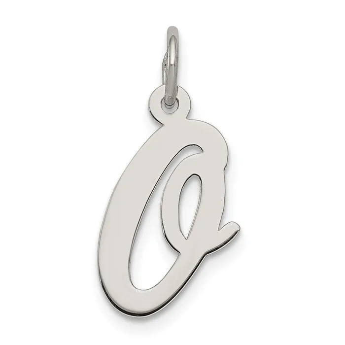 TreasureFineJewelers Sterling Silver Rhodiumplated Script Letter O Initial Charm Necklaces TreasureFineJewelers Sterling Silver Rhodiumplated Script Letter O Initial Charm Necklaces