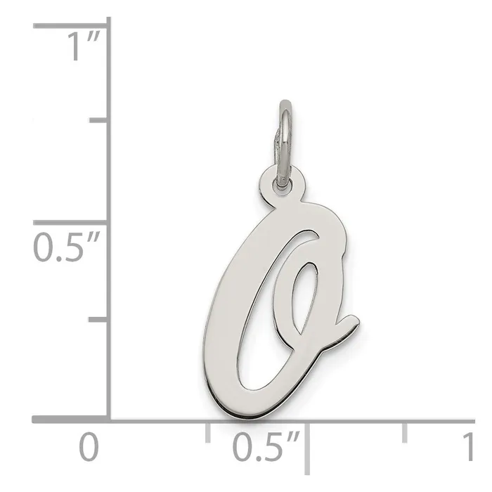 TreasureFineJewelers Sterling Silver Rhodiumplated Script Letter O Initial Charm Necklaces