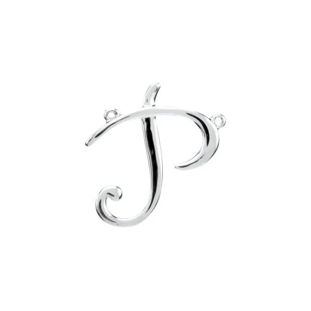 TreasureFineJewelers Sterling Silver Script Initial P Necklace Center Necklaces TreasureFineJewelers Sterling Silver Script Initial P Necklace Center Necklaces