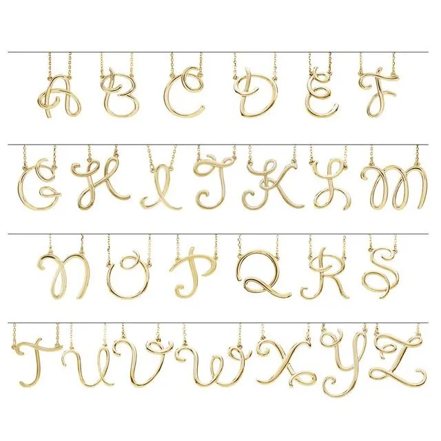 TreasureFineJewelers Sterling Silver Script Initial P Necklace Center Necklaces