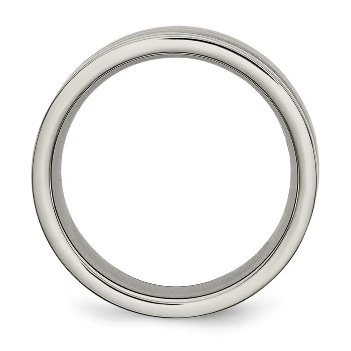 TreasureFineJewelers Titanium Polished wBlack Carbon Fiber Inlay 8mm Band Rings