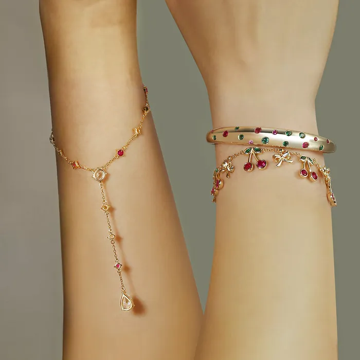 Trendolla Jewelry Bracelets Dainty Cherry Charm Bracelet