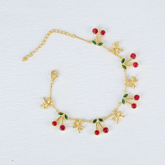 Trendolla Jewelry Bracelets Dainty Cherry Charm Bracelet