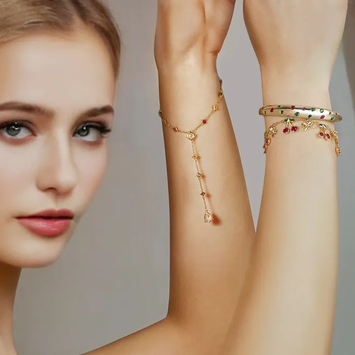 Trendolla Jewelry Bracelets Dainty Cherry Charm Bracelet