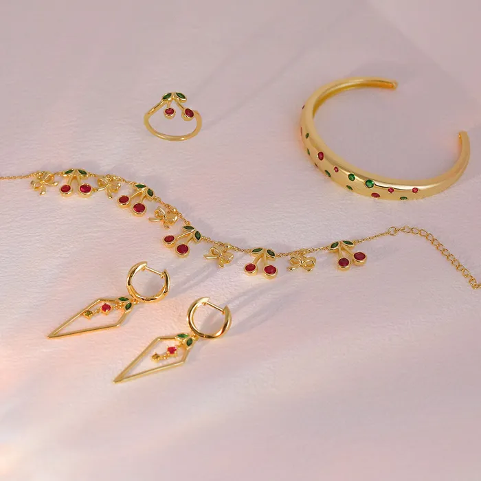 Trendolla Jewelry Bracelets Dainty Cherry Charm Bracelet