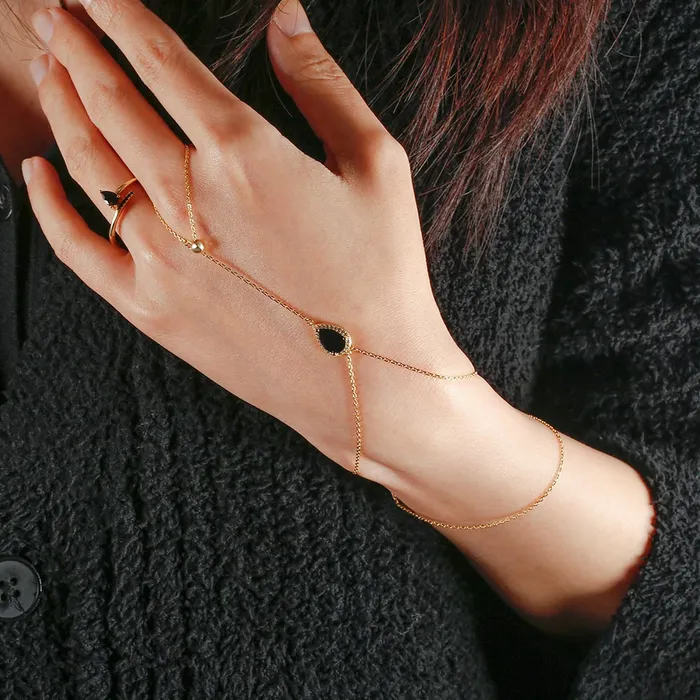 Trendolla Jewelry Bracelets Gemstone Hand Chain Bracelet