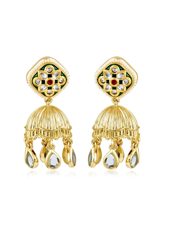 Aina Floral Green Mini Jhumki Earrings Curio Cottage Earrings Aina Floral Green Mini Jhumki Earrings Curio Cottage Earrings