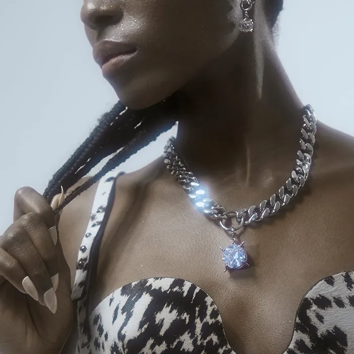 Blackheadshop Necklaces POSE Silver Crystal Chain Necklace