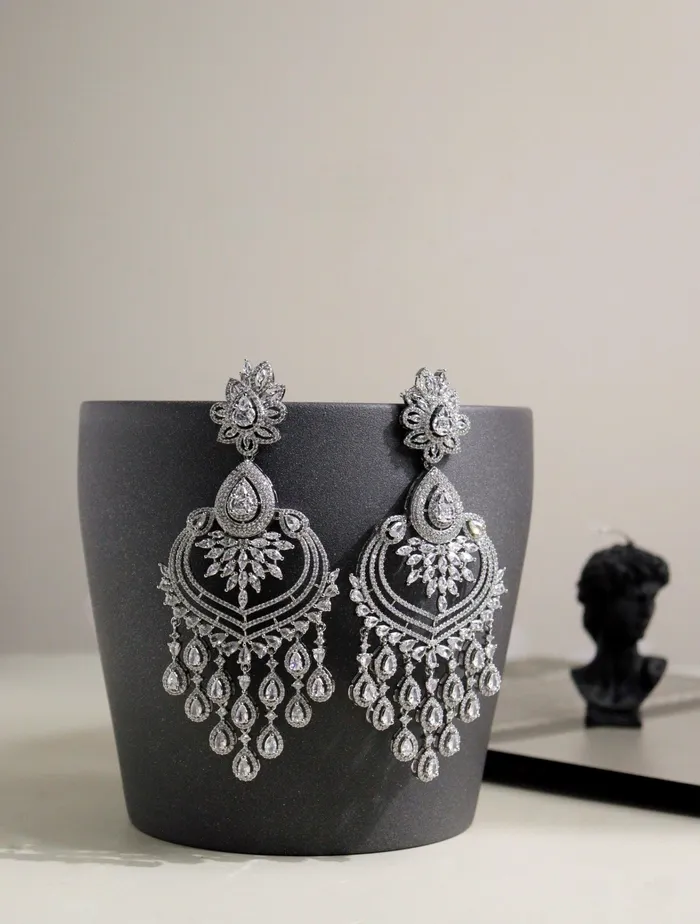 Curio Cottage Cubic Zirconia Diamante Drops Chandbali Earrings Earrings Curio Cottage Cubic Zirconia Diamante Drops Chandbali Earrings Earrings