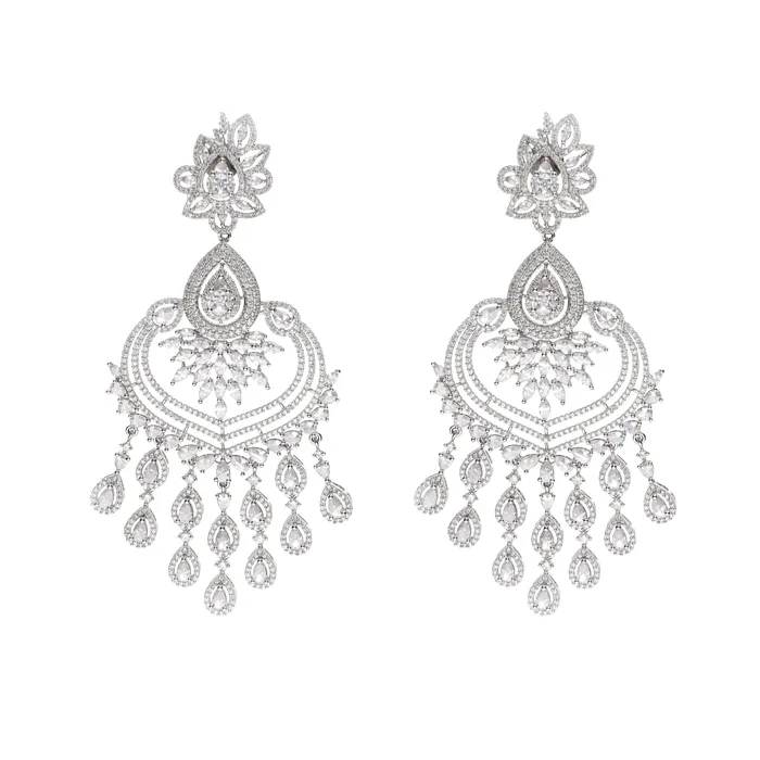 Curio Cottage Cubic Zirconia Diamante Drops Chandbali Earrings Earrings Curio Cottage Cubic Zirconia Diamante Drops Chandbali Earrings Earrings