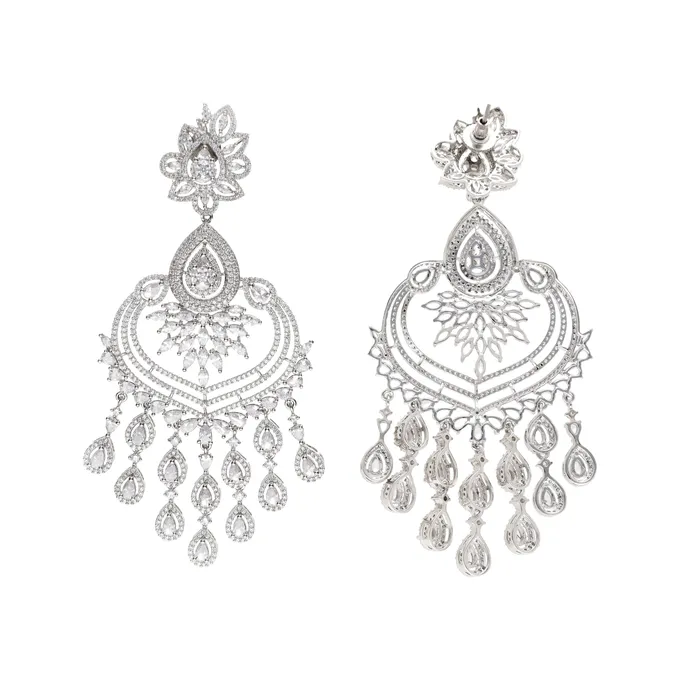 Curio Cottage Cubic Zirconia Diamante Drops Chandbali Earrings Earrings Curio Cottage Cubic Zirconia Diamante Drops Chandbali Earrings Earrings