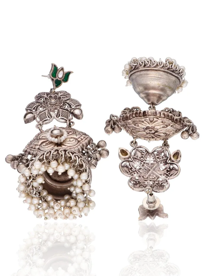Curio Cottage Earrings Aria Green Lotus Jhumki Earrings Curio Cottage Earrings Aria Green Lotus Jhumki Earrings