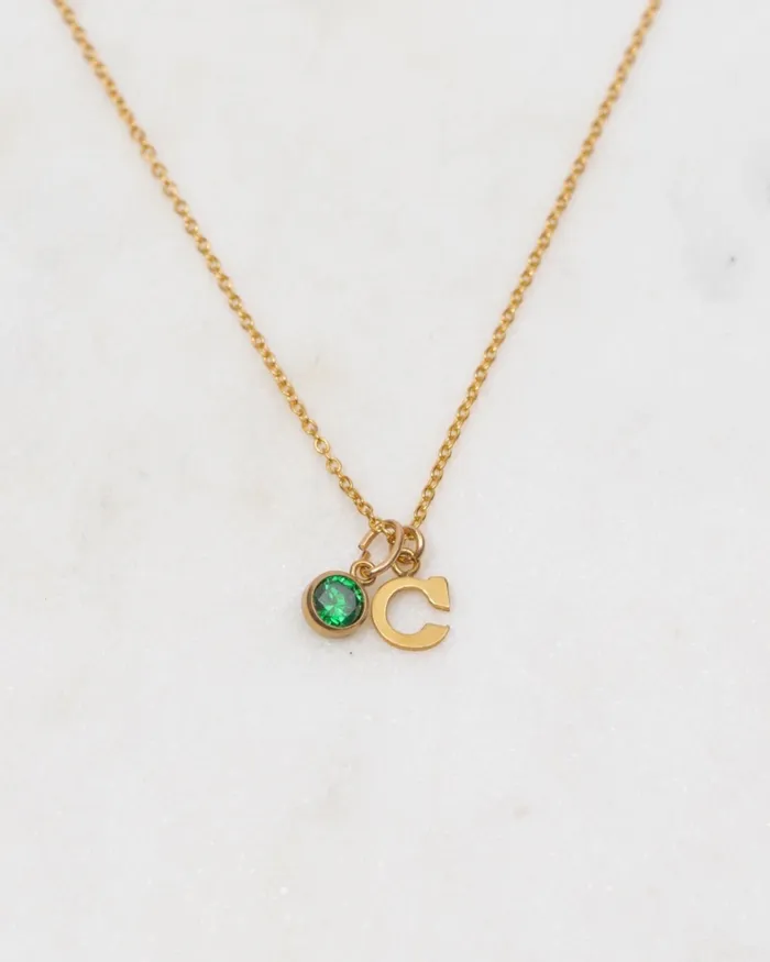 ERIJEWELRY Necklaces Initial C with Birthstone Necklace