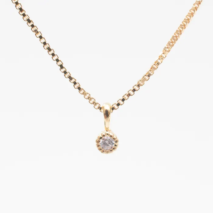 Gold Vermeil Tiny Milgrain Edge Cubic Zirconia Necklace Tashi Necklaces