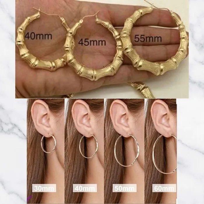 KHLOE JEWELS Custom Jewelry Earrings Bamboo Custom Name Hoop Earrings