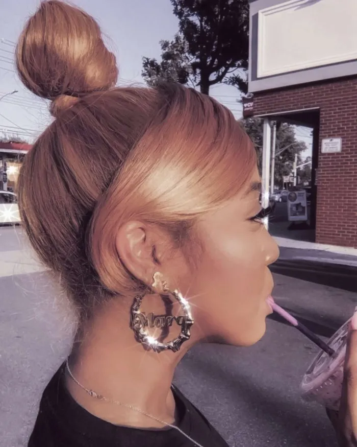 KHLOE JEWELS Custom Jewelry Earrings Bamboo Custom Name Hoop Earrings