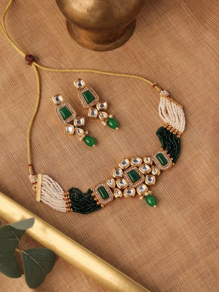 Meira Gracious Green Choker Necklace Set Curio Cottage Necklaces Meira Gracious Green Choker Necklace Set Curio Cottage Necklaces