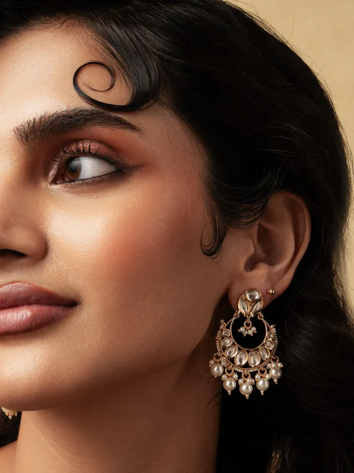 Meira Serene Pearl Drop Kundan Chandbalis Curio Cottage Earrings