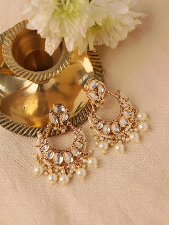 Meira Serene Pearl Drop Kundan Chandbalis Curio Cottage Earrings Meira Serene Pearl Drop Kundan Chandbalis Curio Cottage Earrings