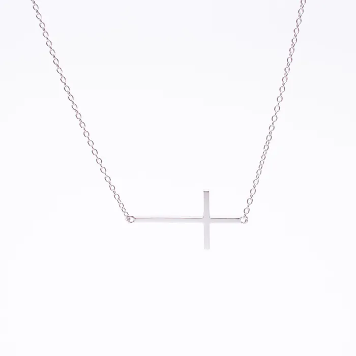 Silver Lotus Necklaces Silver Sideways Cross Necklace