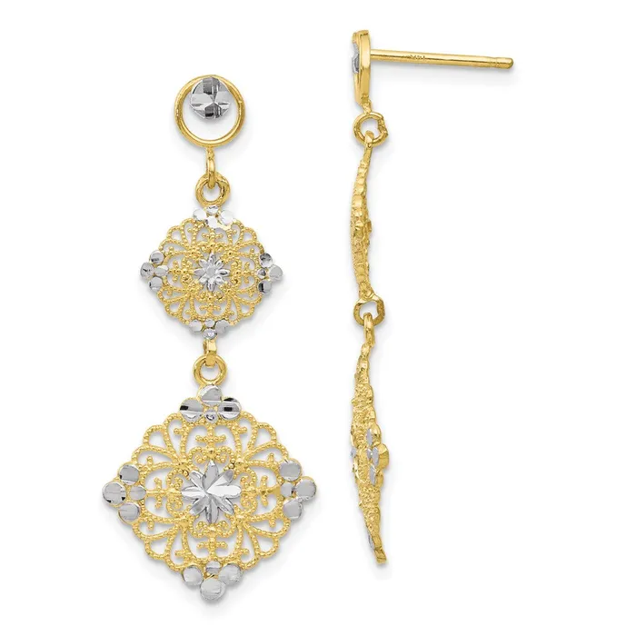 10k Rhodium Diamondcut Filigree Dangle EarringsWBC10TF392 WB Choice Jewelry Earrings 10k Rhodium Diamondcut Filigree Dangle EarringsWBC10TF392 WB Choice Jewelry Earrings