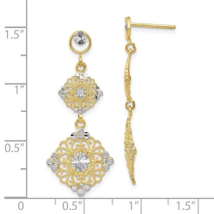 10k Rhodium Diamondcut Filigree Dangle EarringsWBC10TF392 WB Choice Jewelry Earrings 10k Rhodium Diamondcut Filigree Dangle EarringsWBC10TF392 WB Choice Jewelry Earrings