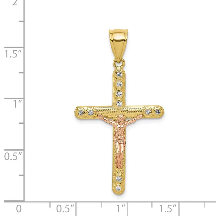10k Twotone CZ Crucifix PendantWBC10C1060 WB Choice Jewelry Rings 10k Twotone CZ Crucifix PendantWBC10C1060 WB Choice Jewelry Rings